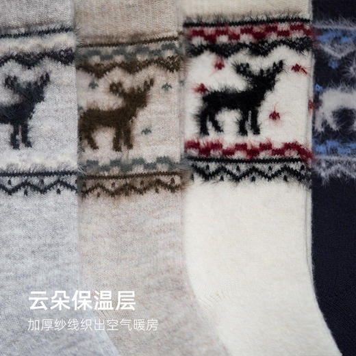 靴下物日系灰色中筒袜女秋冬加厚保暖堆堆袜巴恩风小鹿植绒费尔岛 商品图2