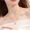 三彩2026新款创意金勺吊坠双层项链珍珠锁骨链小众灵动设计通勤女 商品缩略图1