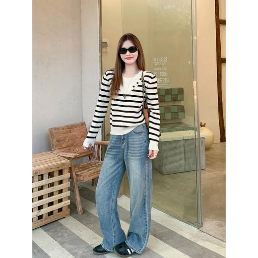 <曾小咸推荐>现货秒杀 ！微信超特价！韩系假两件条纹针织衫 日常159.99 立减80 秒杀79.99！！ 商品图3