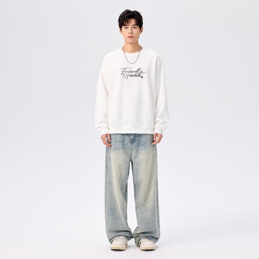 gxgjeans 男装男士2025秋款圆领卫衣简约休闲潮流内搭外穿青少年打底上衣K&C 商品图3