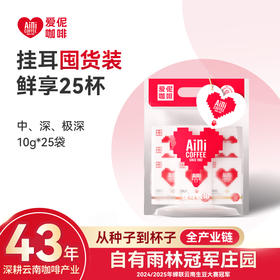 爱伲庄园 挂耳大礼包 10g*25袋 云南小粒咖啡 美式/意式/炭烧