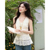 鹿向南「法式温柔」重工杏色V领背心春季新款收腰显瘦气质上衣女 商品缩略图0
