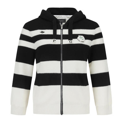 PG家早春新款女士条纹绵羊毛混纺针织外套来啦！韩版原单❗️客供纱线🧶，舒适与温暖同行！！采用宽间距+不同宽窄横向间色！避免了通身条纹的膨胀感！ 商品图2