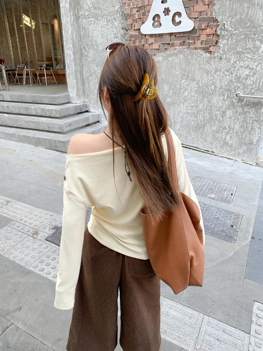 <曾小咸推荐>现货秒杀 ！微信超特价！韩系斜肩长袖T恤 日常129.99 立减70 秒杀59.99！！ 商品图7