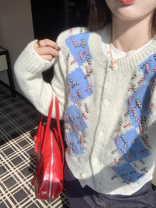 【169元任选2件】现货！韩系菱格毛衣开衫 商品图6