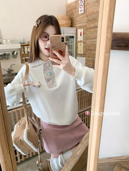 <曾小咸推荐>现货秒杀 ！微信超特价！韩系彩色翻领加绒卫衣 日常209.99 立减120 秒杀89.99！！ 商品图12