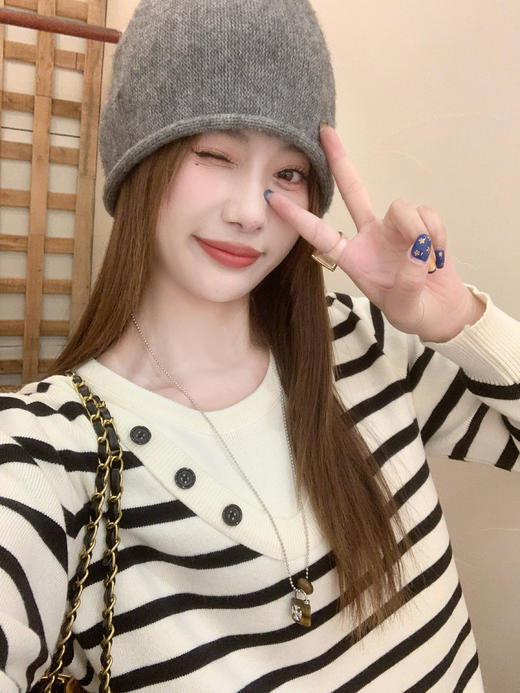 <曾小咸推荐>现货秒杀 ！微信超特价！韩系假两件条纹针织衫 日常159.99 立减80 秒杀79.99！！ 商品图12