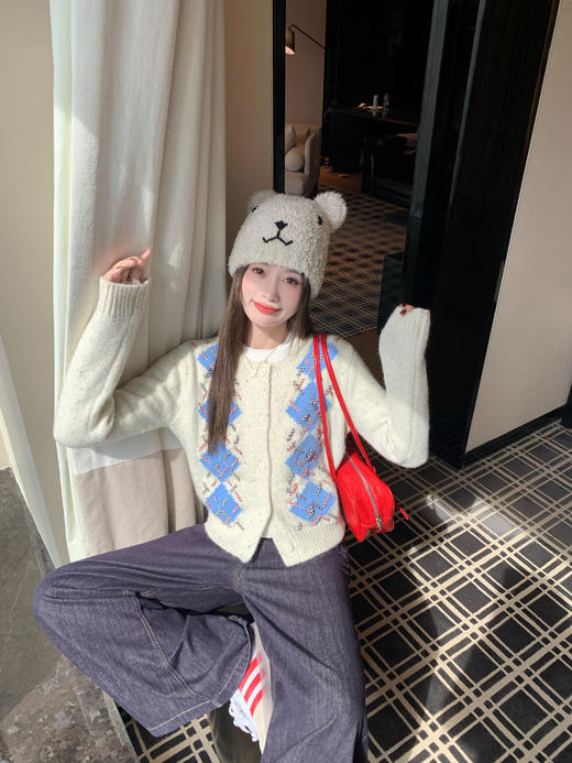 【169元任选2件】现货！韩系菱格毛衣开衫 商品图12