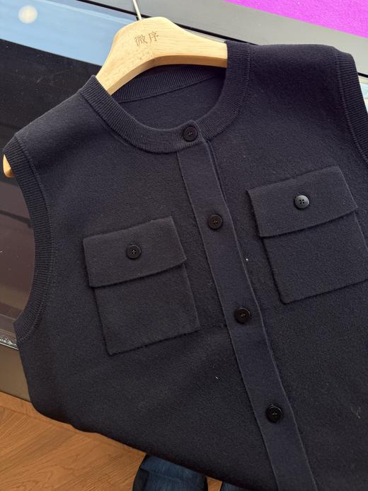 蓝调恋人|知性简约口袋羊毛马甲 商品图2