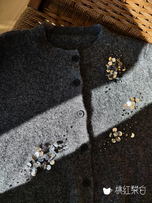 【秋冬精选】现货2025冬季新款时尚亮片钉珠羊毛针织衫开衫女184113 商品图5