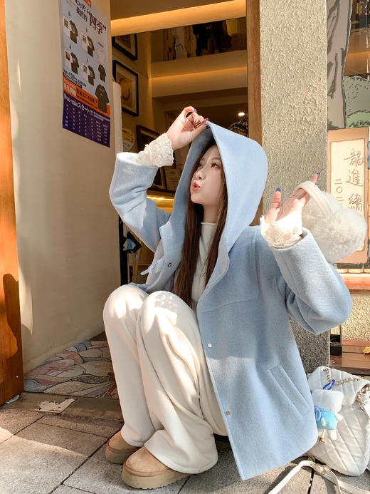 <曾小咸推荐>现货秒杀 ！微信超特价！韩系连帽呢子外套 日常369.99 立减210 秒杀159.99！！ 商品图6