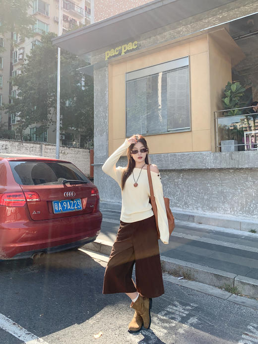 <曾小咸推荐>现货秒杀 ！微信超特价！韩系斜肩长袖T恤 日常129.99 立减70 秒杀59.99！！ 商品图5