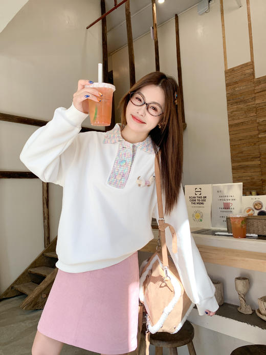 <曾小咸推荐>现货秒杀 ！微信超特价！韩系彩色翻领加绒卫衣 日常209.99 立减120 秒杀89.99！！ 商品图8