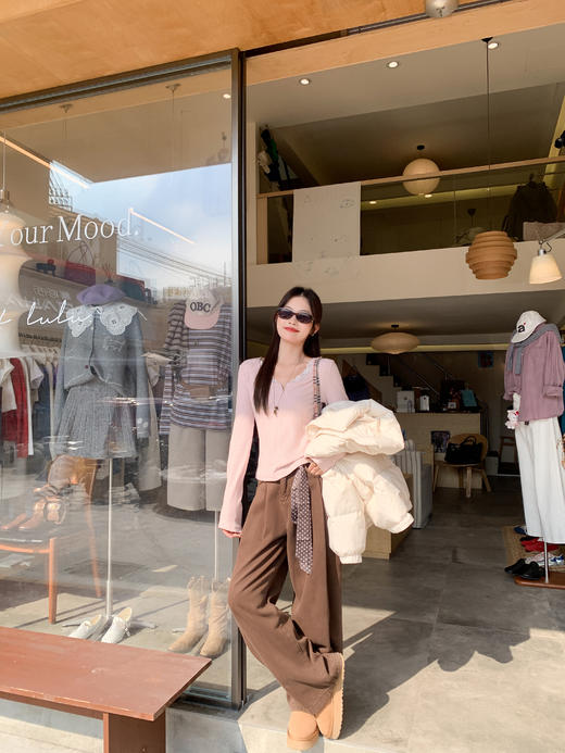 【129元任选2件】现货韩系粉色蕾丝边长袖t 商品图8