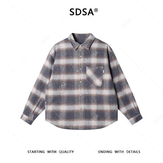 HMJ203SDSA男士秋冬新款痞帅男装休闲撞色格子设计按扣长袖衬衫百搭时尚 商品图1