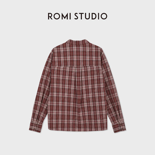 ROMI STUDIO“松弛复古”全棉水洗做旧格纹翻领工装衬衫 RWDSSU1674 商品图1
