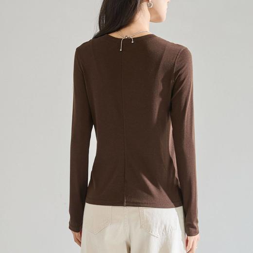 「高货sh」全新升级【铂金会员146/天猫189/差价43】(04536)洛诗琳天丝羊毛打底衫2026春季新款正肩显瘦弹力打底上衣 商品图4