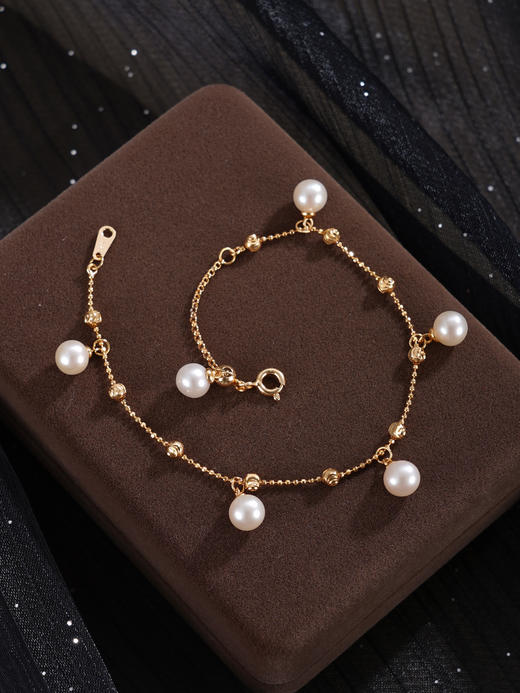 子佩集【星河点梦】银S925珍珠惜王妃手链【MLSL011】6mm珠镀金吊球2601 商品图6