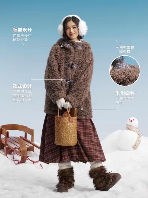 马得工地/MDGDWT14832/格纹牛角扣卷卷羊羔毛棉服外套 商品图1