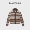 ROMI STUDIO100%UPW高支羊毛复古条纹翻边毛织外套 RWDSS82209 商品缩略图0