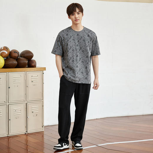 GXG男装【100%棉】夏季满印字母男款潮流圆领百搭短袖t恤K&C 商品图11