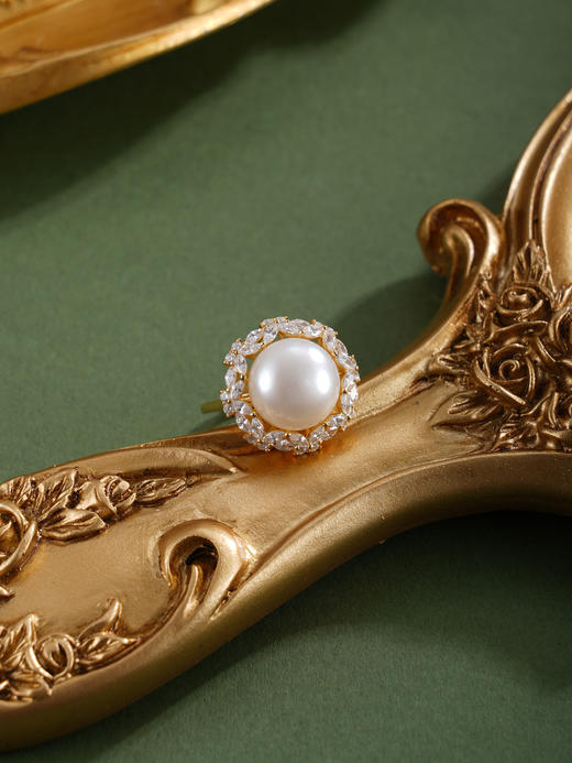 子佩集【蝴蝶花环】银S925珍珠惜王妃戒指【R1968】11.5mm珠双色花绕蝴蝶2601 商品图4