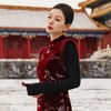 西子/松鹤延年丝绒重工钉珠刺绣松鹤梅山无袖旗袍/QPHY0110 商品缩略图3