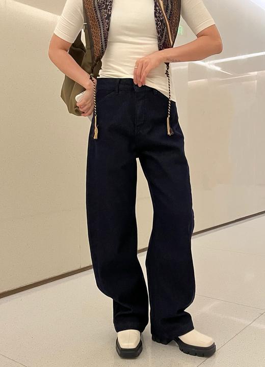 女款窄版立裁弯刀加绒牛仔裤长裤la002 商品图3