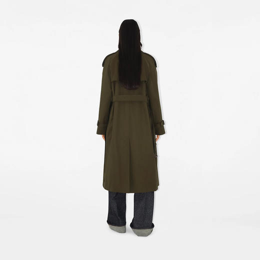 BURBERRY 巴宝莉 女士棉质 Castleford 长款束腰风衣 绿色 8104555 C1764 商品图4