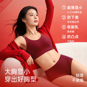 T1-【B-F杯】润微红色内衣套装提拉大胸显小防下垂马年本命年女结婚新娘文胸罩  提拉女王+提拉悦动 【1分钱换购红袜子不需要加购物车，提交付款界面会显示】