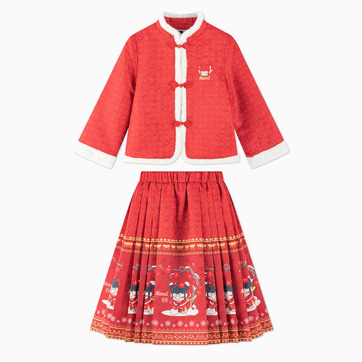 【秒1】【MQD】女童冬季新年喜庆国潮马面裙立领套装 商品图3