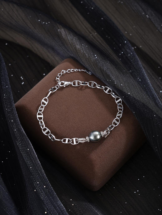 子佩集【墨夜奇迹】银S925珍珠惜王妃手链【MLSL013】9mm珠黑珠日子扣2601 商品图4