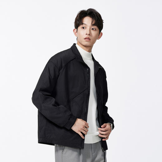 GXG男装秋季时尚拼接微落肩立领简约休闲短款设计感男式夹克K&C 商品图2