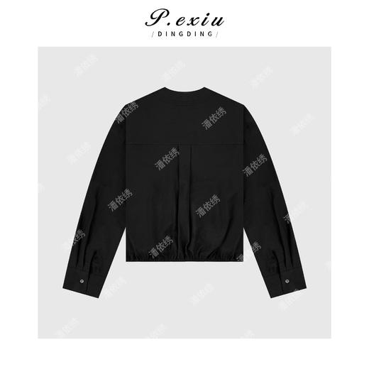 04-2潘依绣丁丁宠粉设计款下摆松紧V领衬衫外套Q13288 商品图1