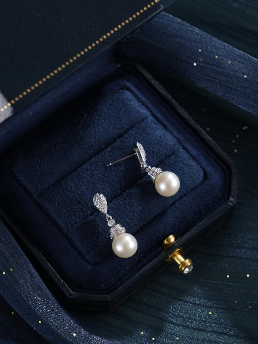 子佩集【绚烂年华】银S925珍珠惜王妃耳钉【E3619】8mm珠双色水滴吊球2601 商品图7