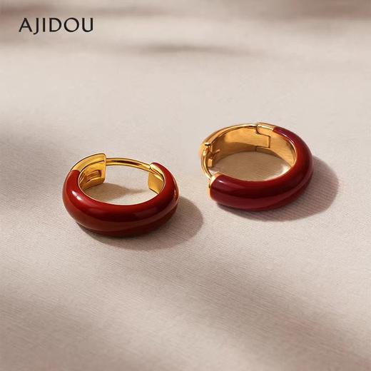 AJIDOU阿吉豆耳钉耳环女款简约高级鸿运双面点睛耳圈复古耳饰AC25J0025D30【48h发货】 商品图3