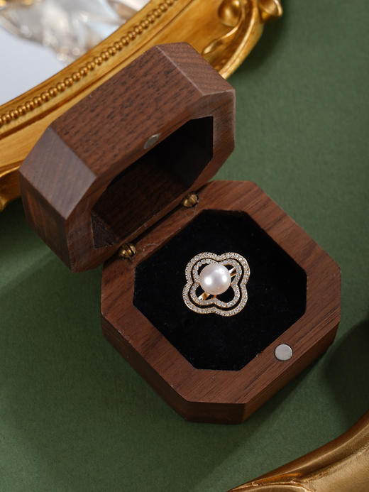 子佩集【相思四叶】银S925珍珠惜王妃戒指【YR0090】7mm珠双色四叶草四瓣花2601 商品图9