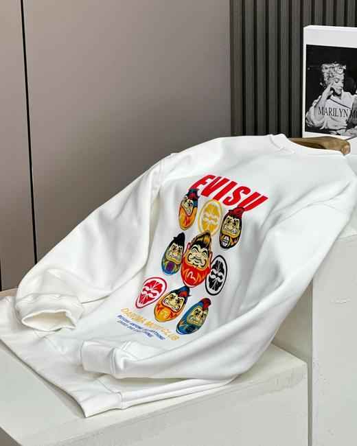 福神飞机头达摩新款套头银狐绒圆领卫衣休闲情侣款 商品图2