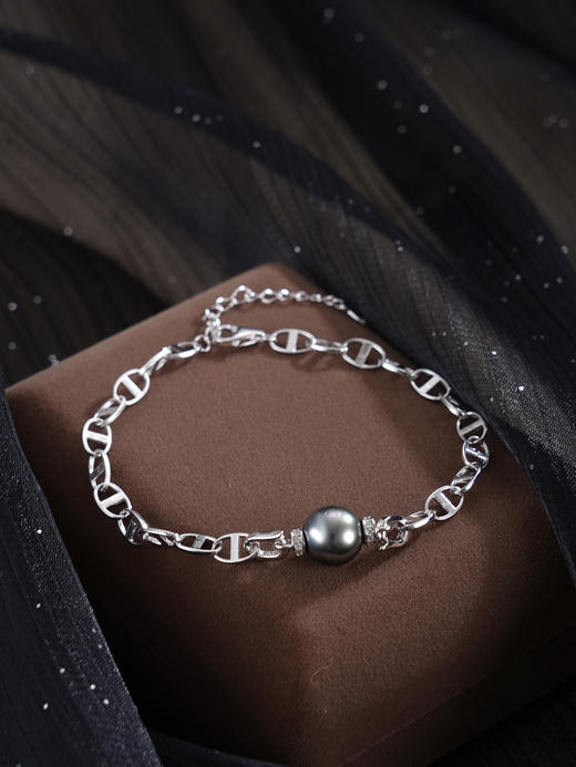 子佩集【墨夜奇迹】银S925珍珠惜王妃手链【MLSL013】9mm珠黑珠日子扣2601 商品图7