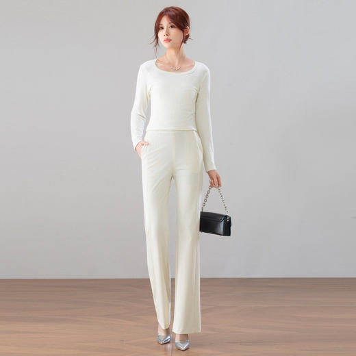 「自」全新升级【铂金会员146/天猫199/差价53】(20845)洛诗琳轻熟风高腰西装裤2026春季新款气质修身显瘦微喇长裤 商品图3