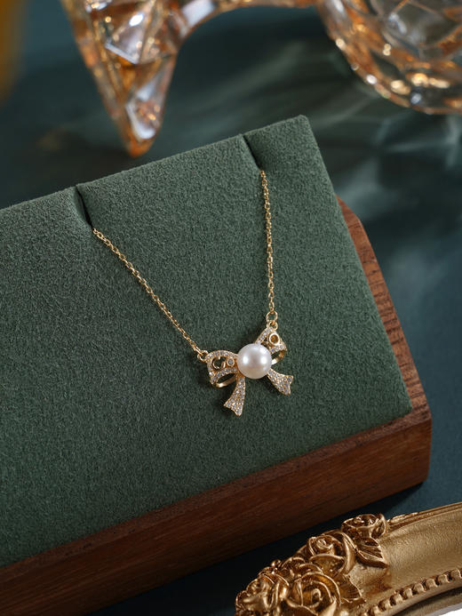 子佩集【柔光情结】银S925珍珠惜王妃套链【MLTL013】5mm珠镀金蝴蝶结2601 商品图2