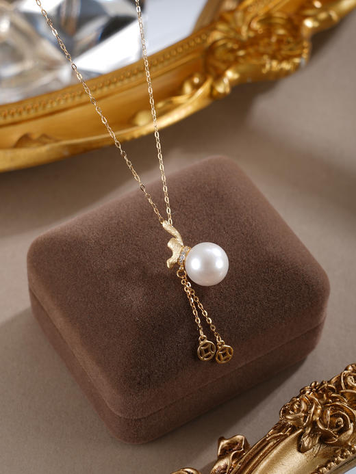 子佩集【纳财福袋】银S925珍珠惜王妃套链【MLTL028】10mm珠镀金流苏钱币2601 商品图2