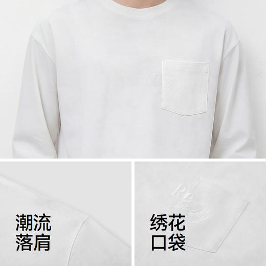 商场同款|森马长袖T恤男春季复古潮流针织衫2026新款绣花口袋上衣 商品图3