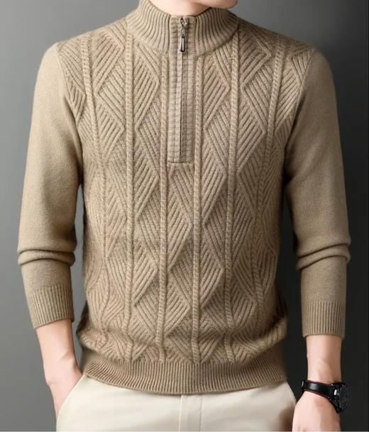 清库仅399！【百分百山羊绒提花毛衣】男士超厚提花半高领保暖毛衣 商品图11