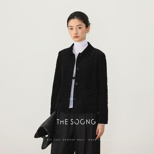 THESOONG新品高密纯棉酵洗加软泡泡绒波浪肌理感锁温外套7996 商品图0
