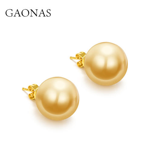 GAONAS   经典贵气16mm金色珠耳钉11789EGO 商品图1
