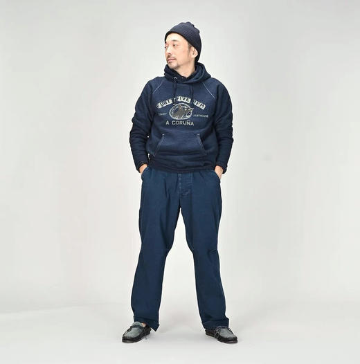 【秒杀价已调 直接拍】45R 日系复古 插肩袖 仿牛仔针织多次水洗 连帽毛圈卫衣 商品图0