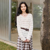 三彩2026春季新款镂空针织衫V领毛衫宽松落肩袖套头罩衫S 商品缩略图3
