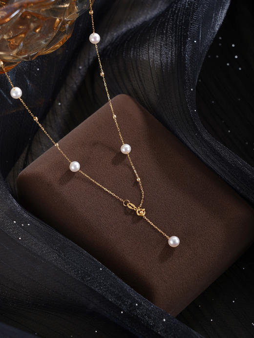 子佩集【星河沉醉】G18K珍珠惜王妃项链【MLKJXL010】4.5mm珠偏白镀金多珠2601 商品图4