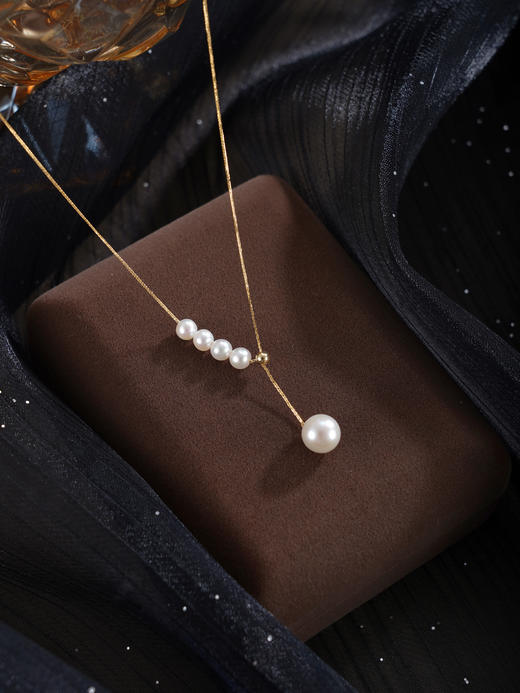 子佩集【瑶光女神】G18K珍珠惜王妃项链【MLKJXL008】4-7.5mm珠镀金多珠吊球2601 商品图2